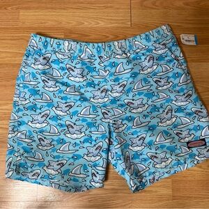 Vineyard Vines Light Blue Shark Pattern Swim Trunks